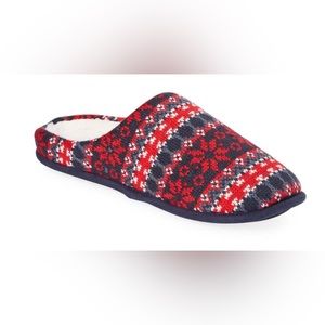 Club Room Mens Fair Isle Slip On Comfort Slide Slippers Shoes Plaid Sz SMALL 6-7